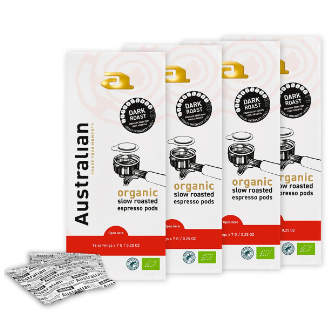 Australian Espresso pods Dark Roast Organic 4x18 stuks